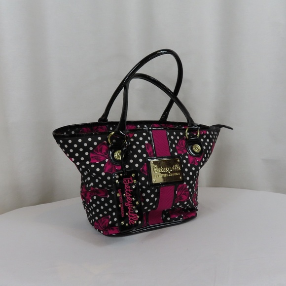 Betseyville Betsey Johnson Pink Bows and White Polka Dots Handbag Purse - Picture 2 of 16